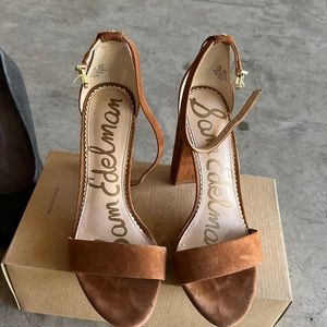 Sam Edelman open toe strap block heels size 8.5 brown